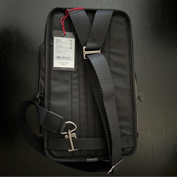 Tumi Gray, Black, and Red Higgins Ballistic Nylon Sling Bag - Picture 2 of 11